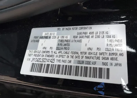 2012 Mazda Mazda5 Touring z USA, uszkodzony, nr VIN JM1CW2CL5C0141423